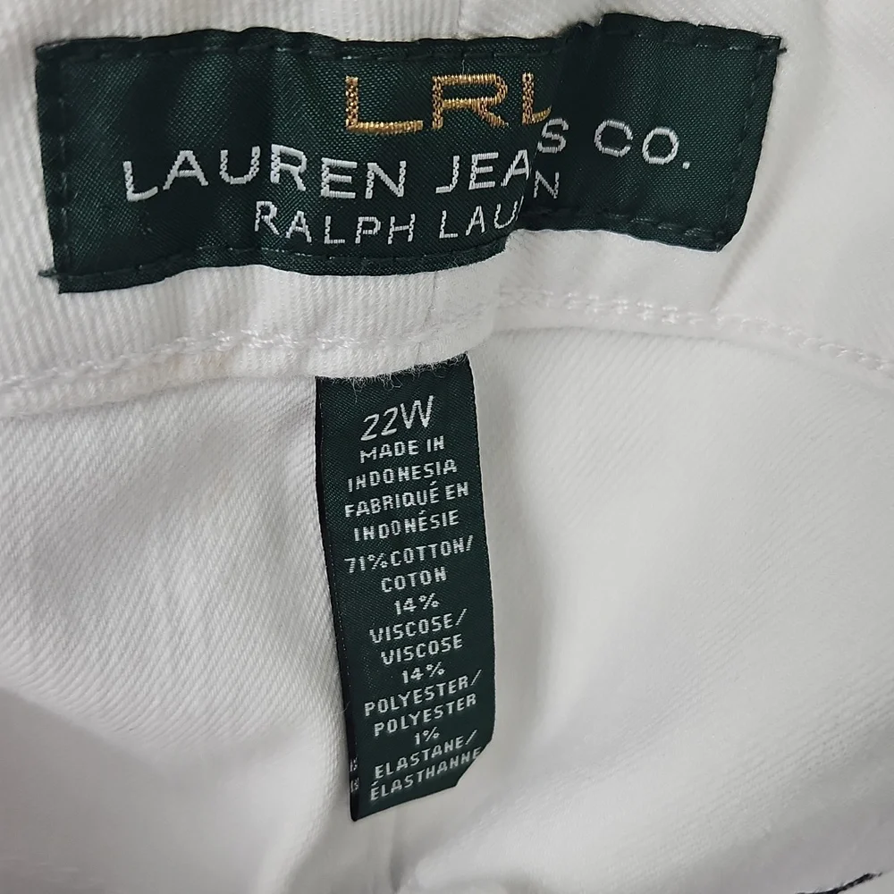 LRL‎ Lauren Modern Curvy Straight Leg Denim: Color- White: Size 22W SEE DETAILS